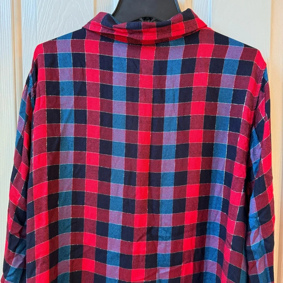 NWT Lucky Brand Red Blue Twill Plaid Casual Buttoned Down Relaxed Fit Shirt XL - Picture 11 of 15
